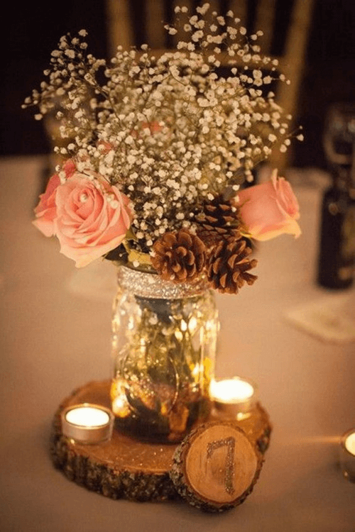 rustic wedding centerpieces with mason jars