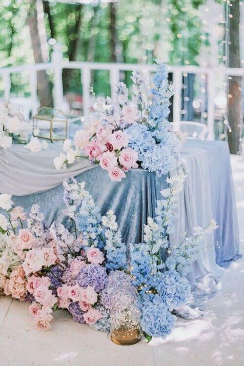 blue and pink wedding colors