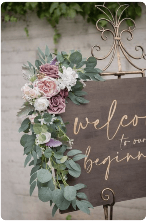 sage and rose wedding welcome sign