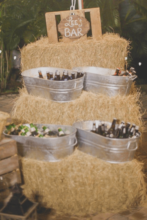 barn wedding drink station