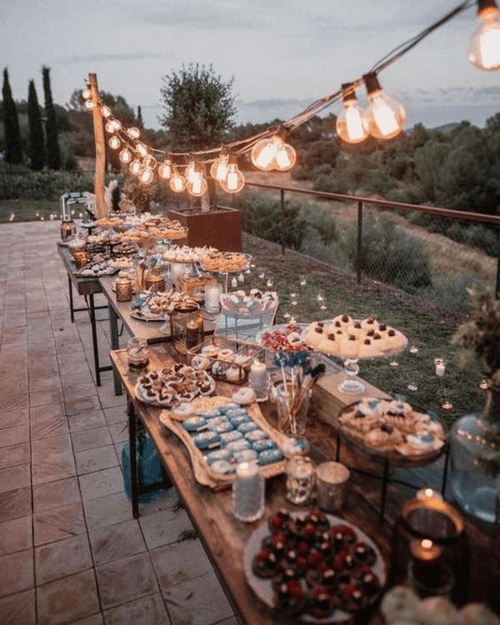 desert station at rustic wedding