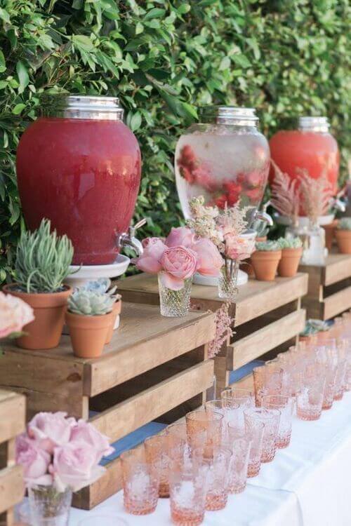 summer wedding drink station