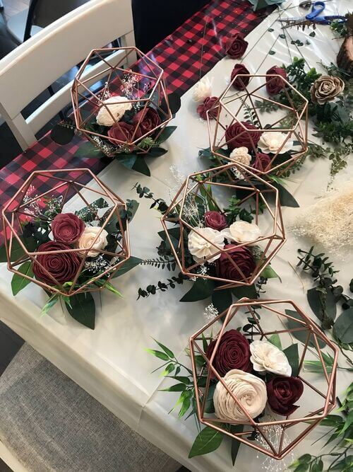 burgundy rose centerpieces