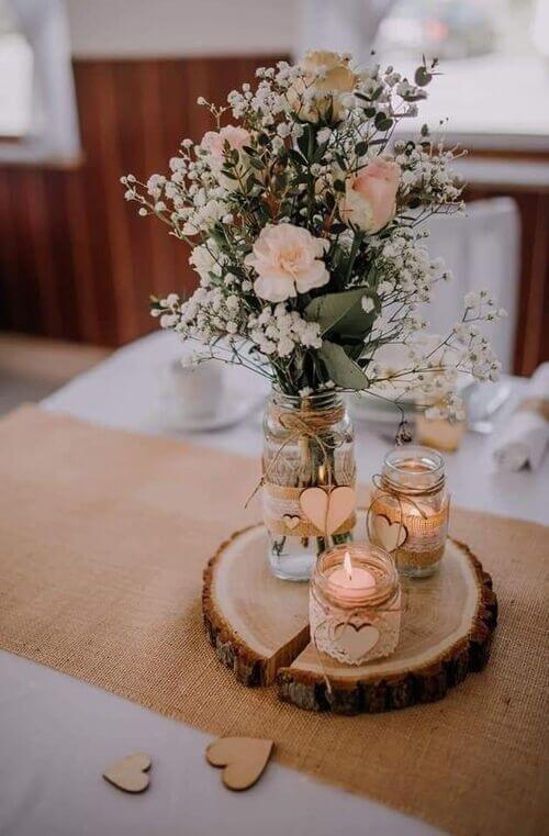 diy wedding centerpiece with hearts