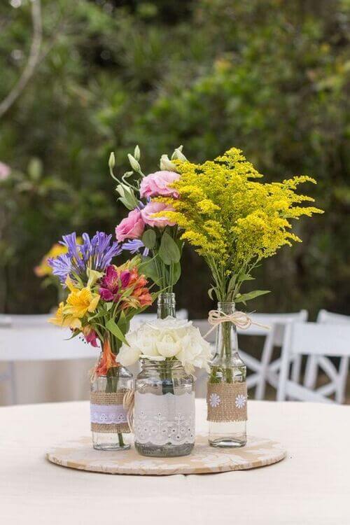 mason jar wedding centerpieces with flowers