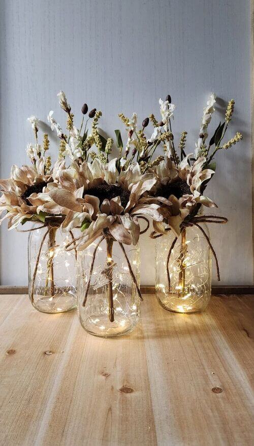 mason jar wedding centerpieces with lights