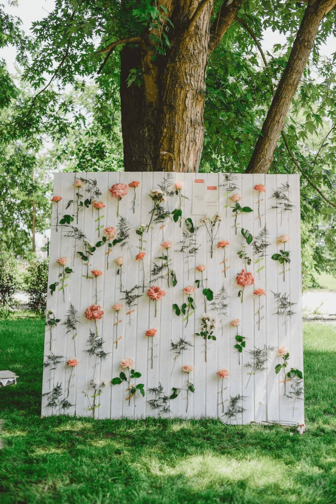 photo backdrop with wildflowers