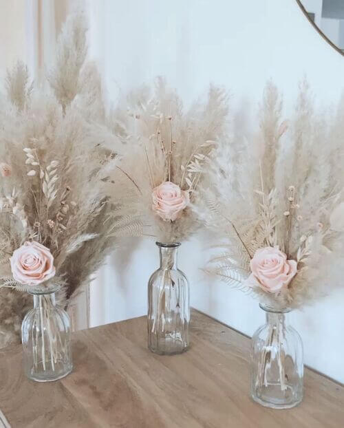 pink rose pampas grass centerpiece