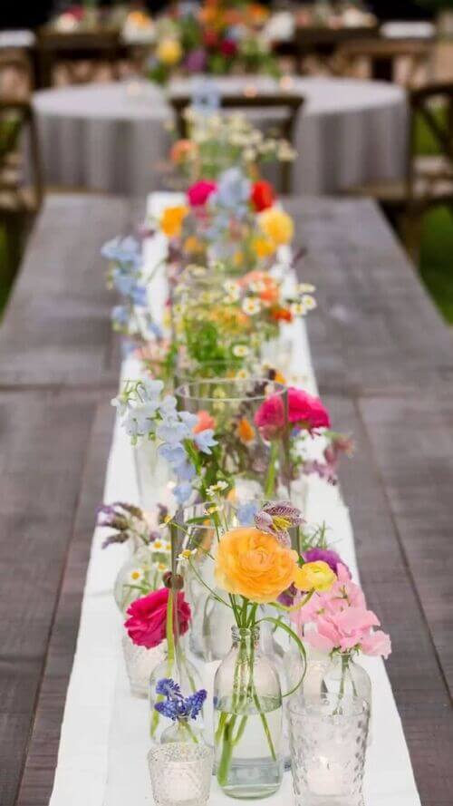 table decorations wildflower wedding theme