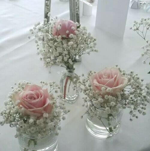 Arrangements White Roses & Babys Breath Centerpieces