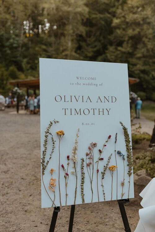 wildflower wedding welcome sign