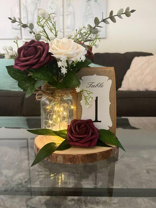 wood plaque centerpieces