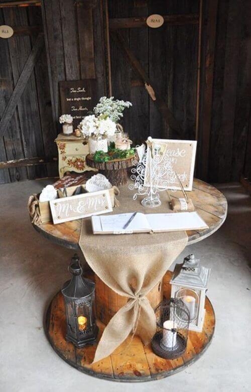 Wedding guest book sign in table decor