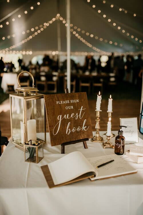 Wedding guest book sign in table decoration ideas