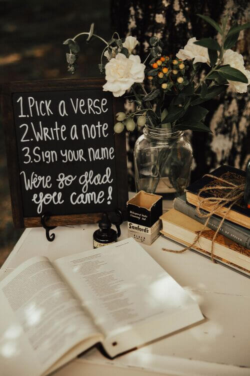 bible verse guestbook table