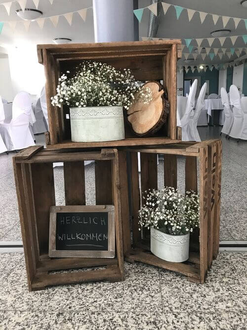 crate decor for wedding