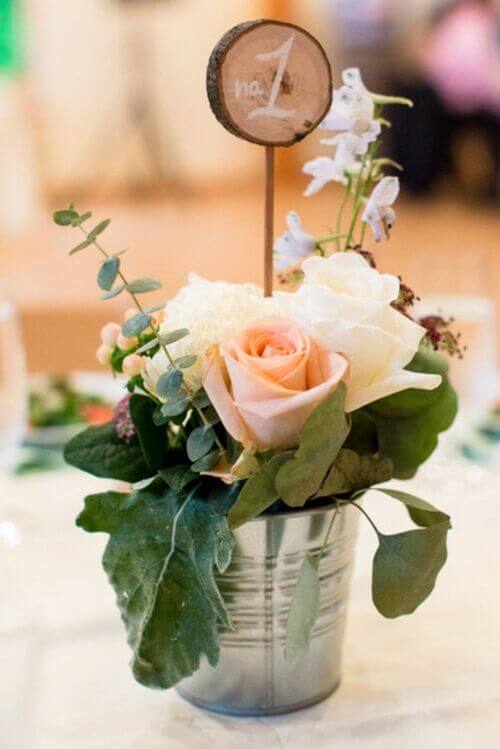 cute romantic table numbers in small bouquet