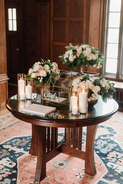 elegant wedding sign in table
