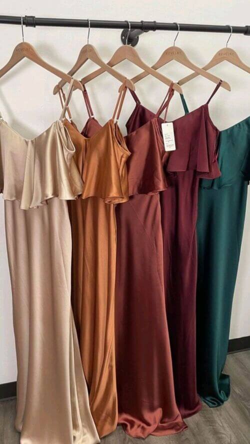 emerald and brown bridesmaid dress color scheme