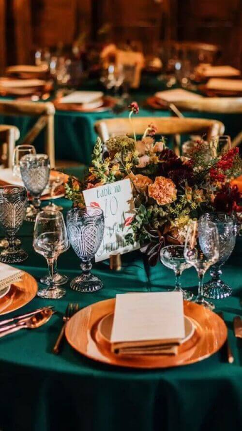 emerald boho table decor