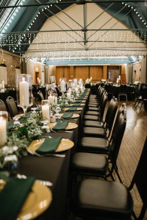 emerald green and gold wedding theme