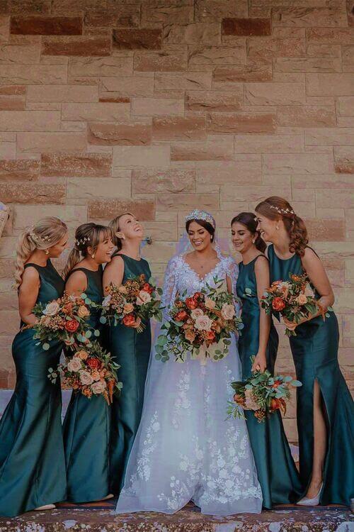 emerald green bridesmaid dresses