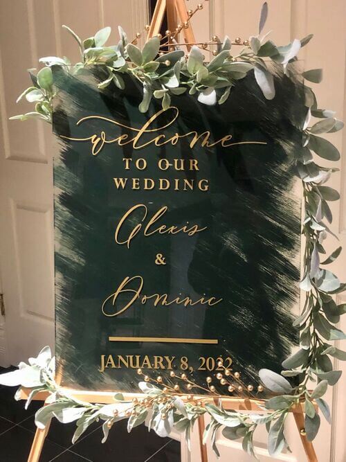 emerald wedding welcome sign