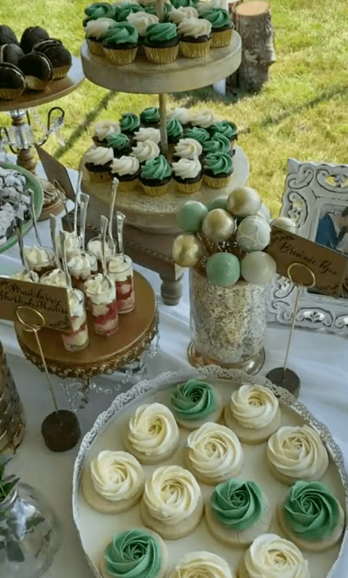 green themed desert table wedding
