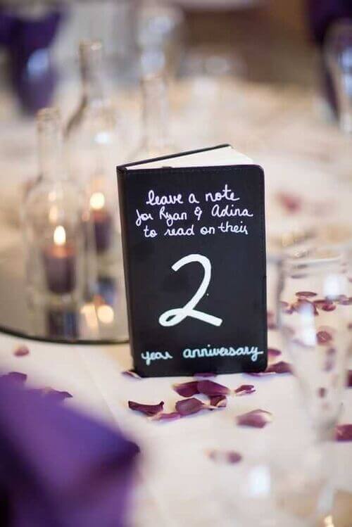 guest book as wedding table number