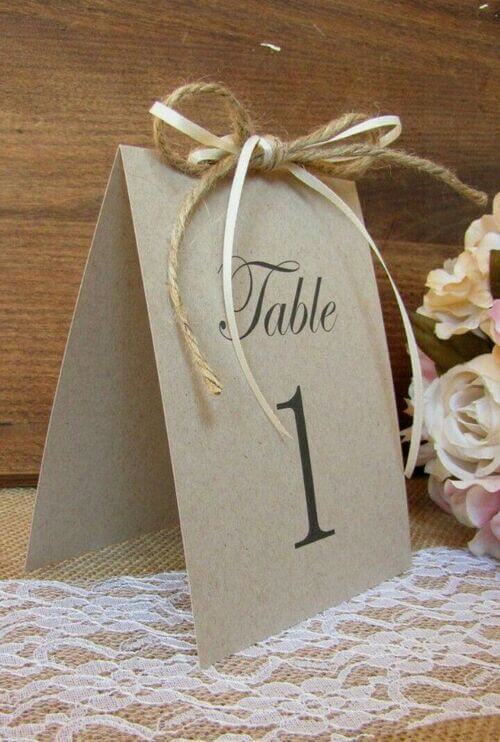 paper wedding table number