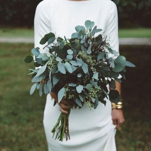 wedding bouquet with greenery and foliage