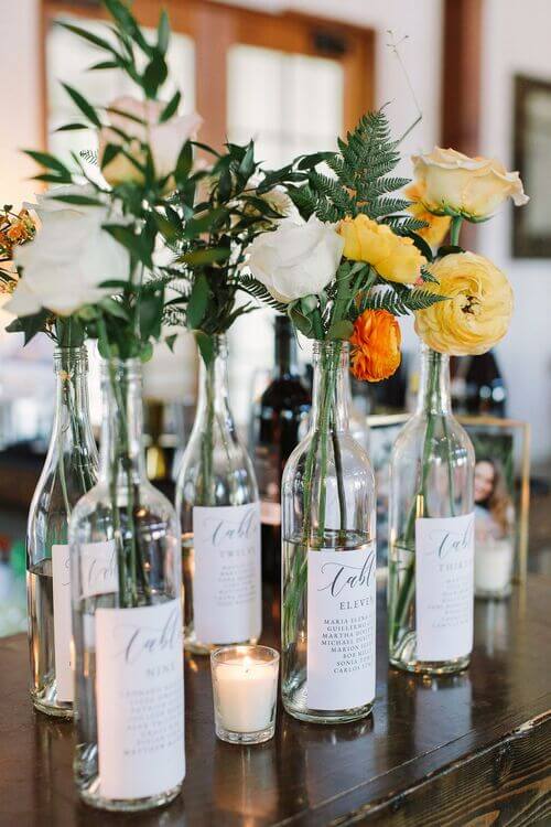 wine bottle table numbers diy