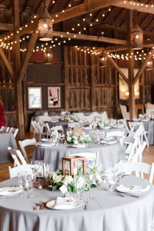 barn wedding round table decor