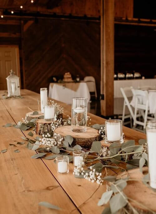 Wooden tables for online weddings