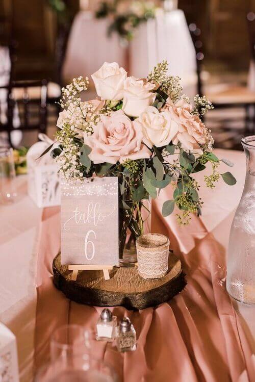 pink and gold barn wedding