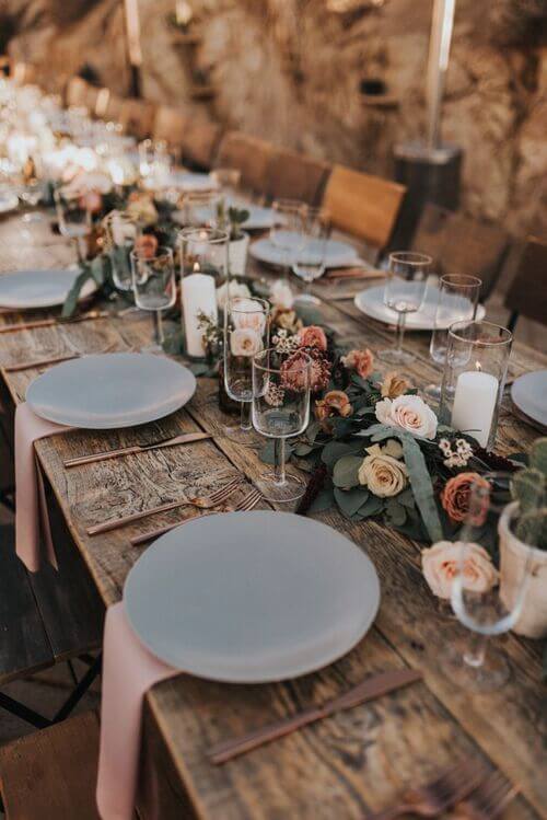 romantic barn wedding table decor