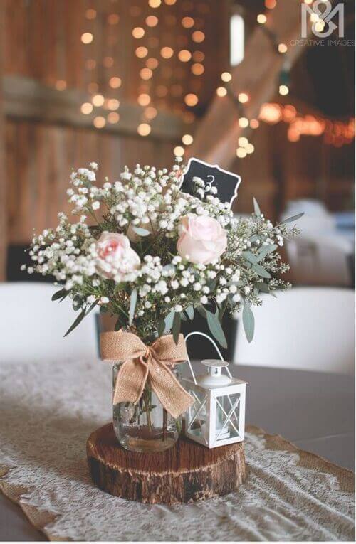 simple barn wedding centerpieces