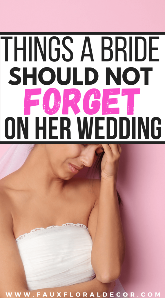 things not to forget on wedding day