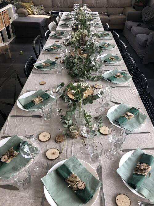 eucalyptus themed wedding table decor