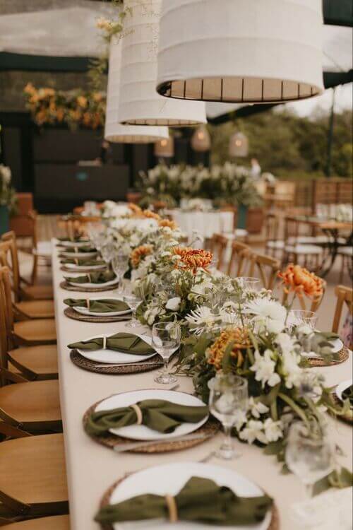 forest green neutral and burnt orange wedding color scheme