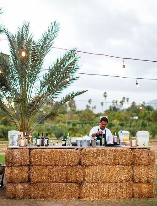 hay bale bar for fall wedding