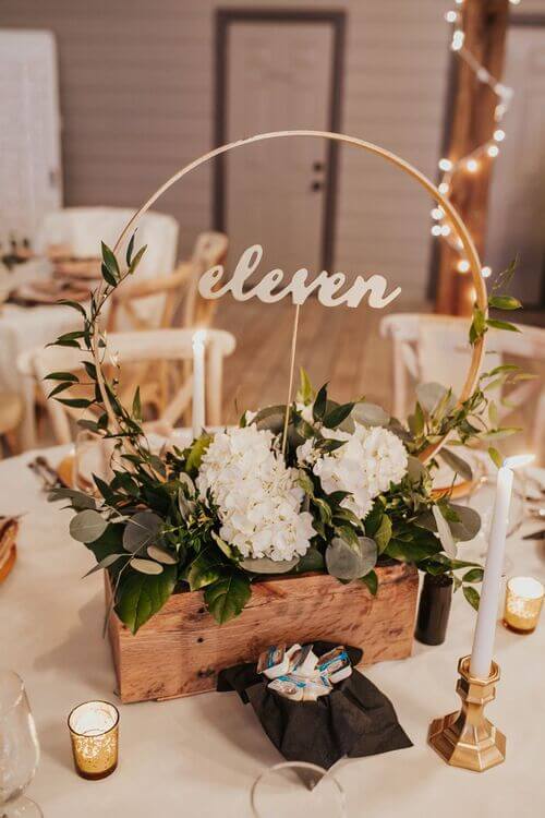 hoop centerpiece ideas with table number