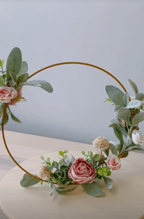 hoop centerpiece with flowers