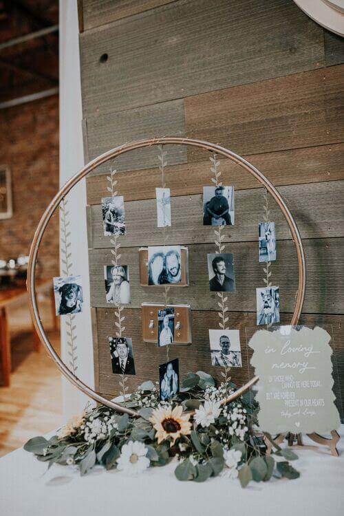 hoop centerpiece with photo memories