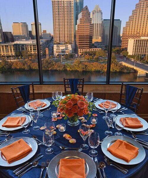 navy blue and burnt orange wedding