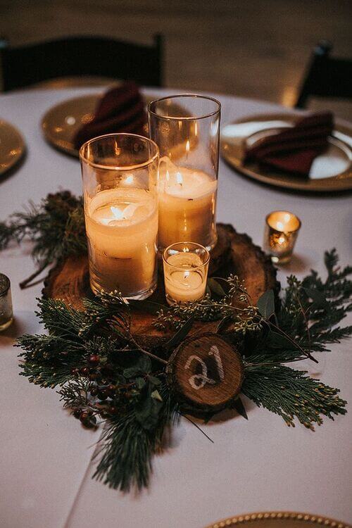 romantic winter themed centerpiece