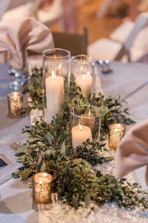 romantic winter wedding table decor