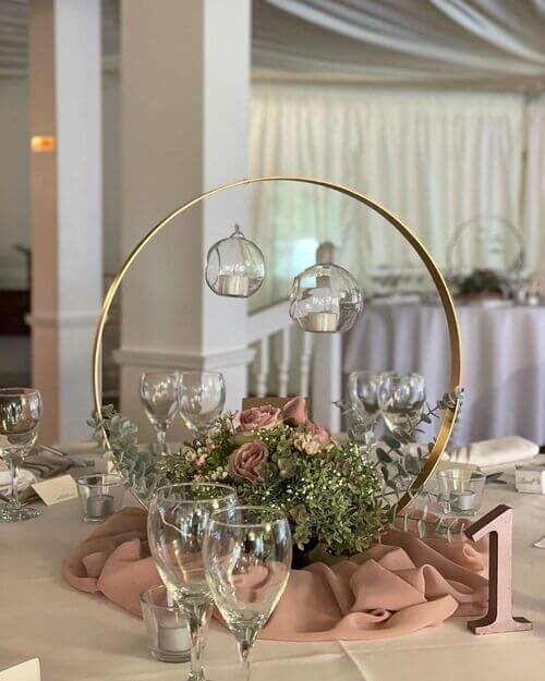 wedding floral hoop centerpieces