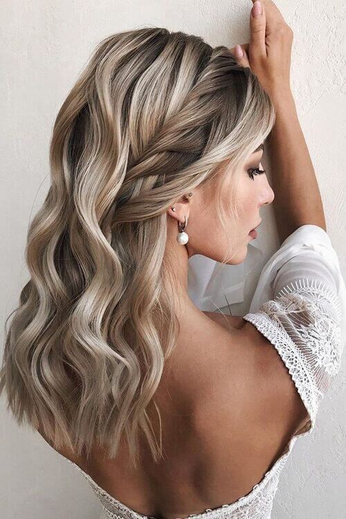 Half up half down wedding hair medium length 