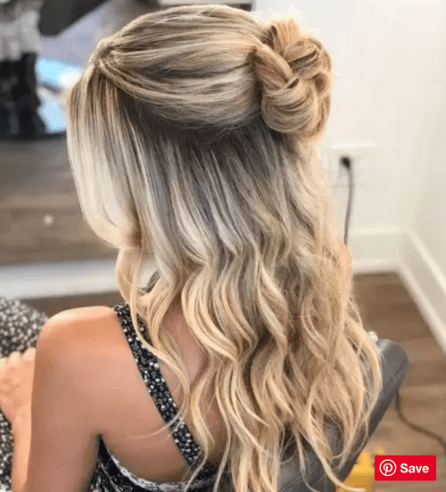 Half up half down wedding hair medium length